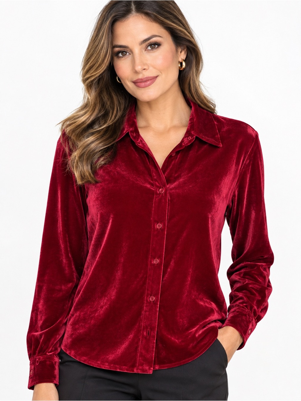 Calvin Klein Burgundy Velvet Logo Monogram Button Down Shirt Medium NWOT